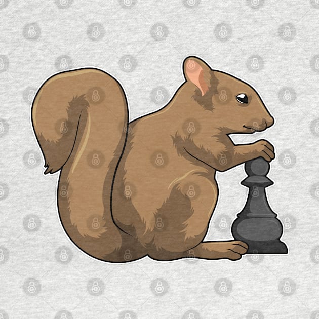 Squirrel at Chess with Chess piece Bishop by Markus Schnabel